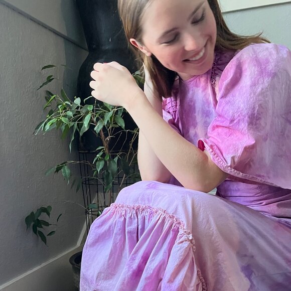 Pink hand dyed summer cotton dress - Picture 2 of 5